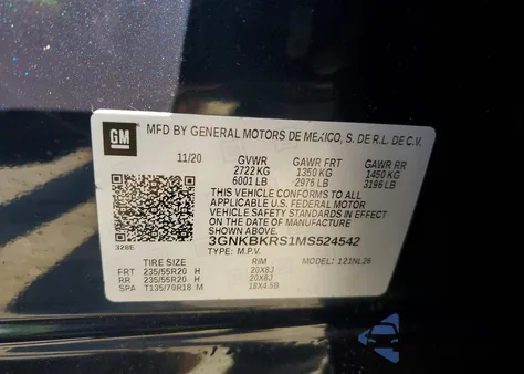 2021 Chevrolet Blazer Rs z USA, uszkodzony, nr VIN 3GNKBKRS1MS524542